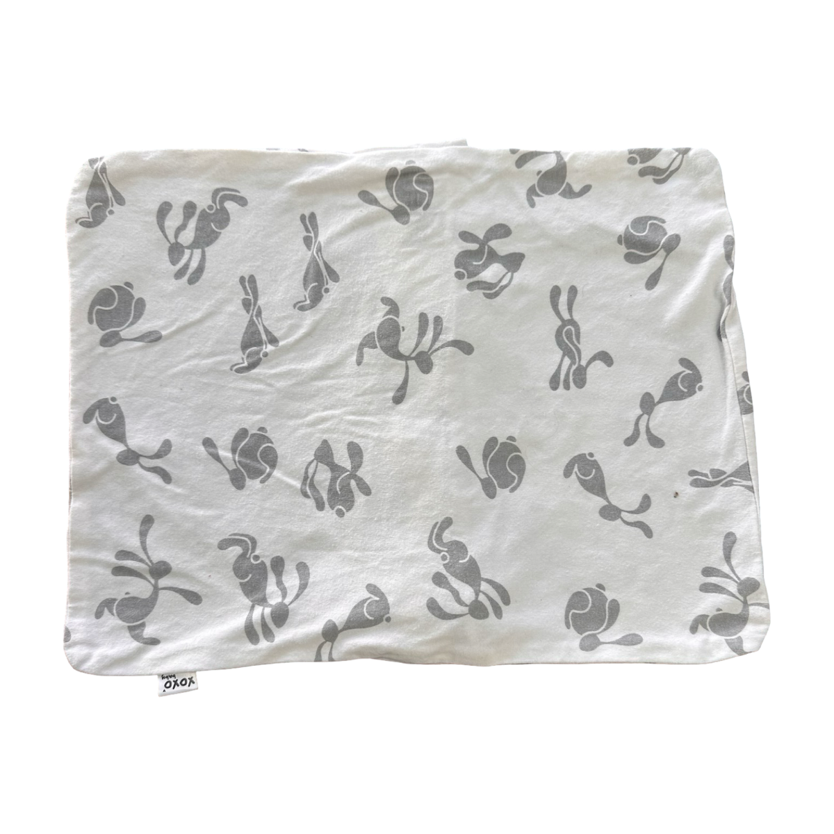 One Size White & Grey Bunny Cotton Pillow Cover - XOXO baby