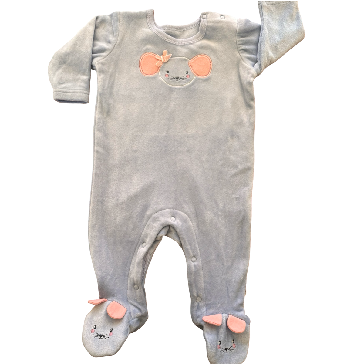 1-3M Light Blue Super Soft Mouse Onesie - Woolworths