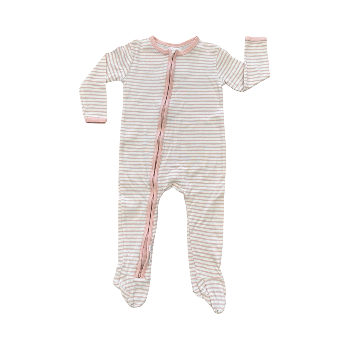 12-18M Pink & White Stripe Cotton Zipper Babygrow - Woolworths