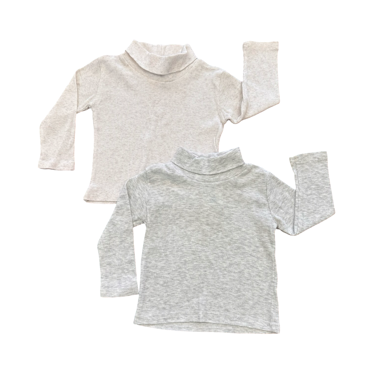 6-12M 2pc Grey Melange & Beige Melange Polo Neck Tops - Ackermans