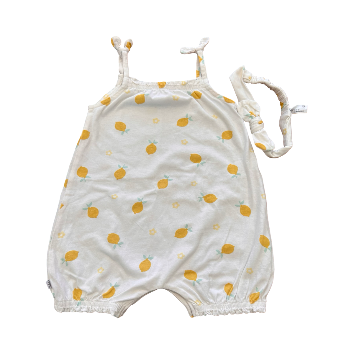 6-2M White Cotton Romper with Lemons & Headband - Woolworths