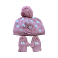 6-12M Blush & White Floral Knitted Beanie with 2 Mittens - Woolworths