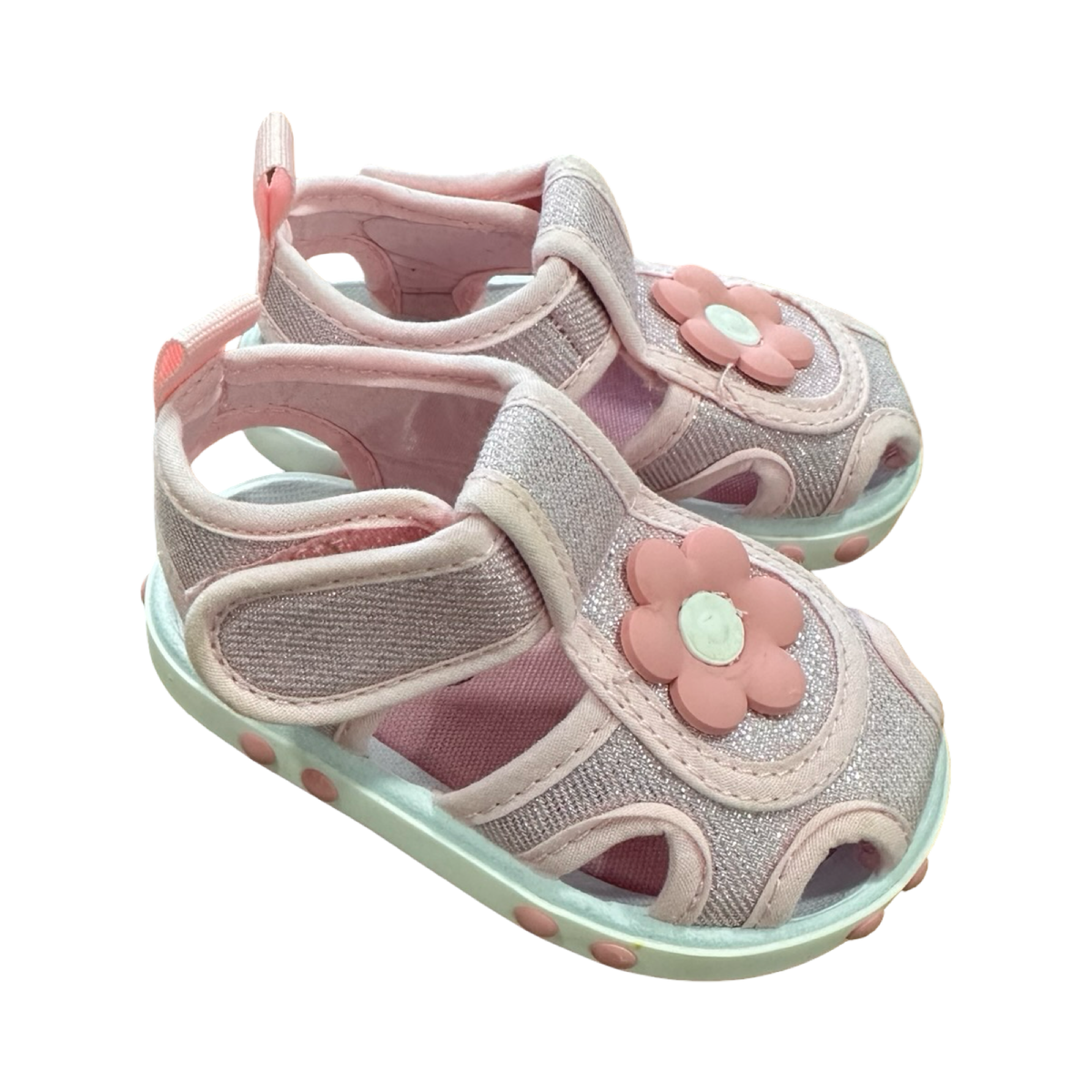 *NEW* Size 2 Pink & Silver Flower Sandals - The first steps