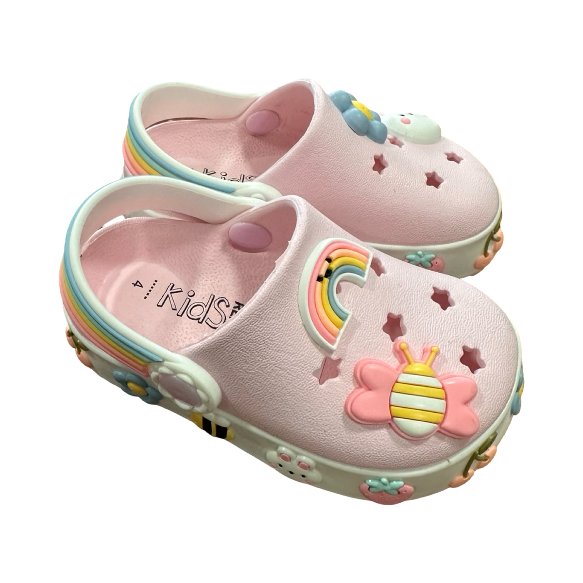 *NEW* Size 4 Pink Rainbow Croc Style Shoes - Real Kids