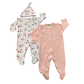 Newborn 3pc White floral and peach snapper babygrows - Ackermans