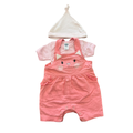Newborn 3pc Kitty Peach Dungaree with Bodysuit & Beanie - Ackermans