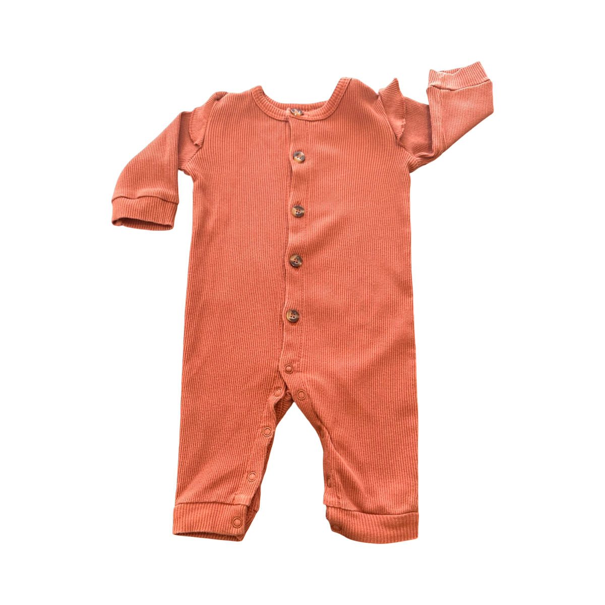 0-3M Rust Ribbed Babygrow with Buttons - OneTwoThree