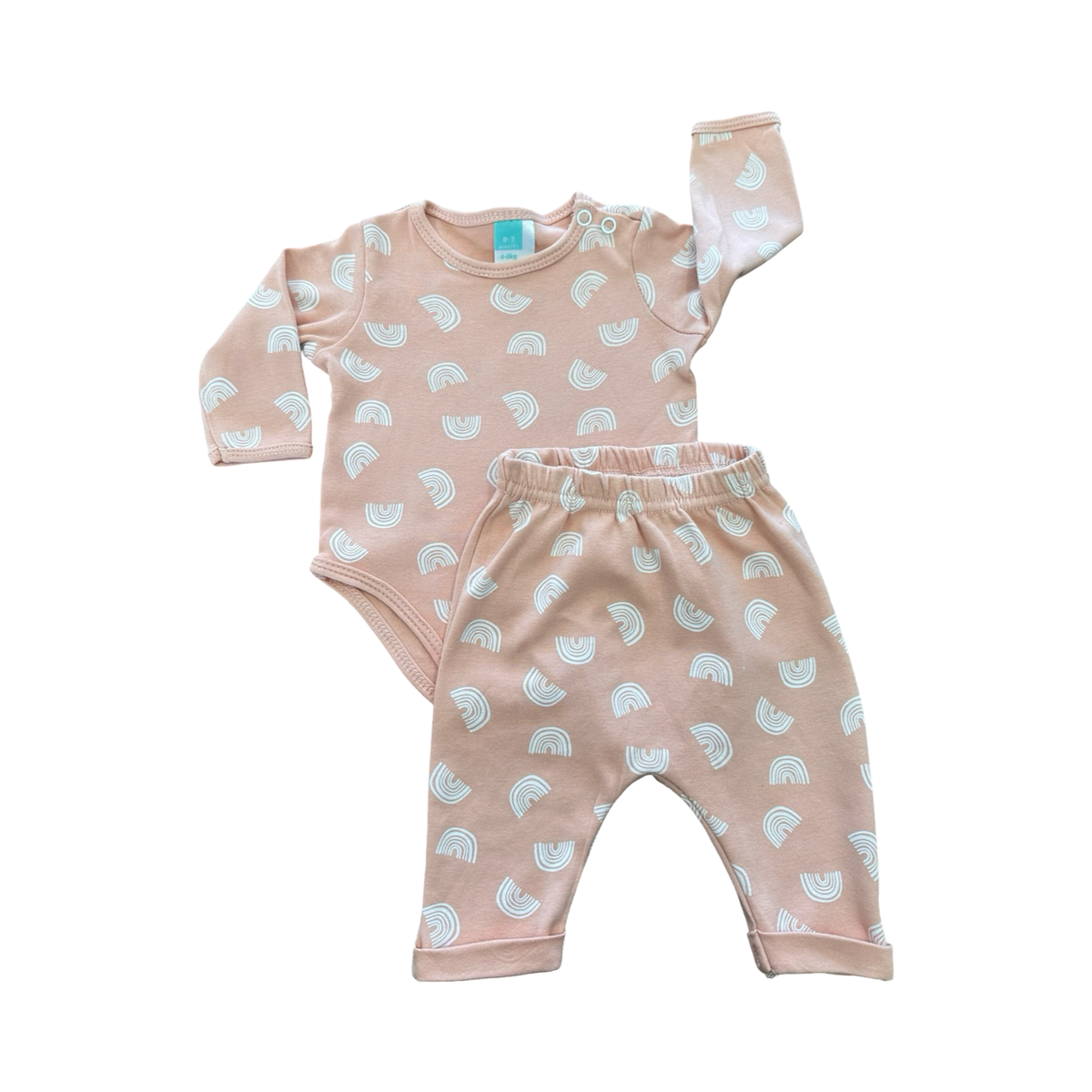 0-3M 2pc Peach Rainbow Set - Ackermans