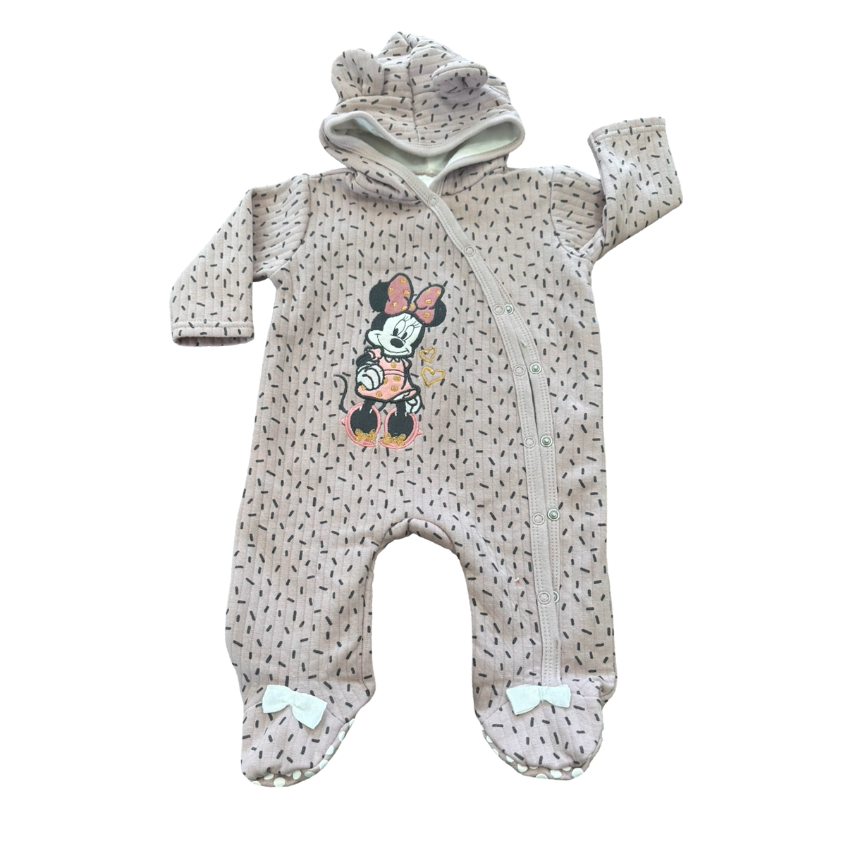 0-3M Mauve Minnie Warm Hooded Onesie - Disney