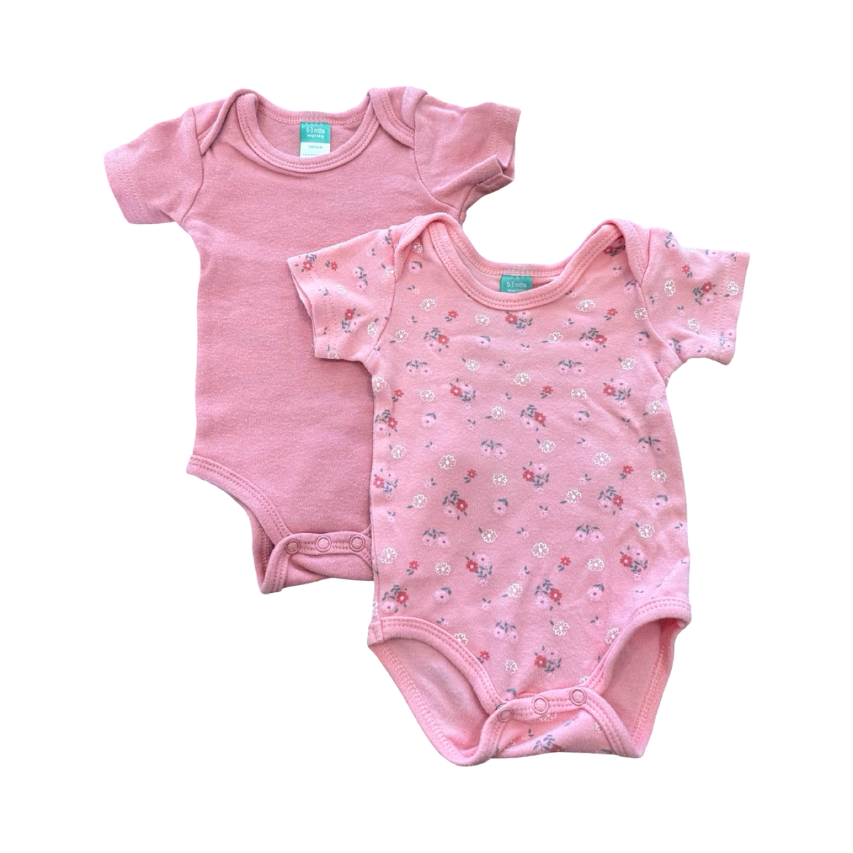 0-3M 2pc Pink Floral Bodysuits - Ackermans