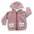 6-12M Pink & White Knitted Bunny Fleece Lined Jacket - Ackermans
