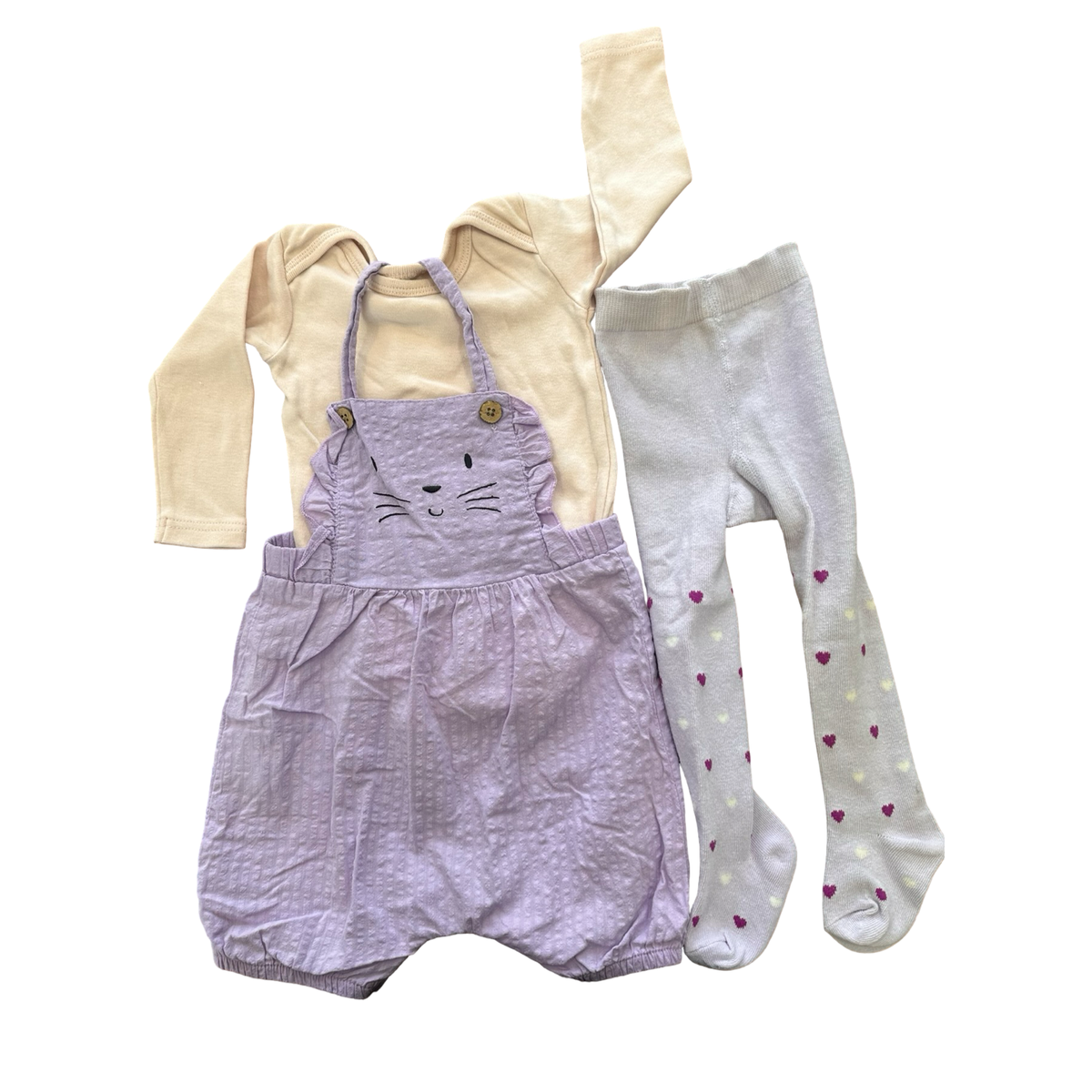 6-12M 3pc Girls Pink & Purple Super Cute Outfit with Knitted Stockings - Mr Price / Clicks