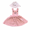 6-12M Pink Check Design Dungaree Dress with Double Sided Sun Hat - Earthchild