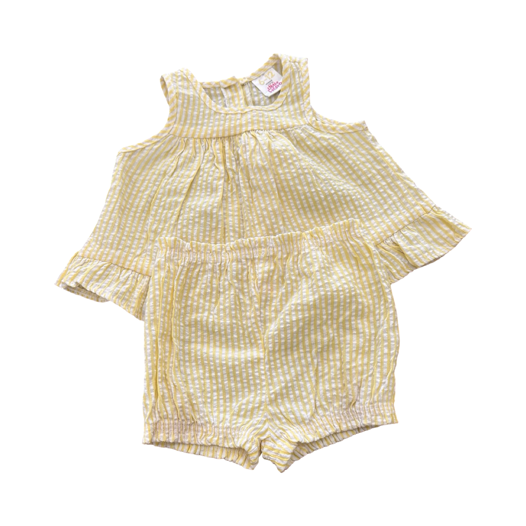 6-12M 2pc Yellow Check Girl's Outfit - Little Hero