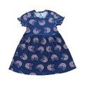 3-4Y Navy Rainbow Design Ribbed Summer Dress - Real Kids