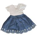 3Y Navy & White Stripe Denim Dress with Embroidery Detail - Woolworths