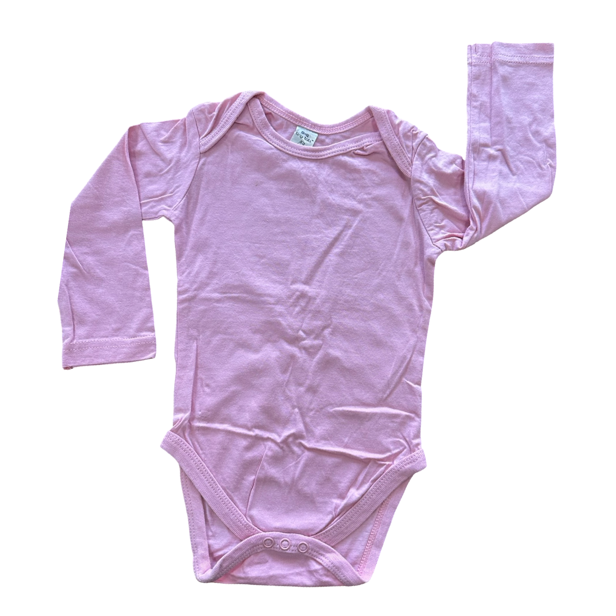 12-18M Pink Long Sleeve Cotton Bodysuit - Tiny Tots