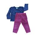 12-18M 2pc Navy Long Sleeve Top & Purple Corduroy Pants with Glitter Spots - Ackermans / Cuddlesome