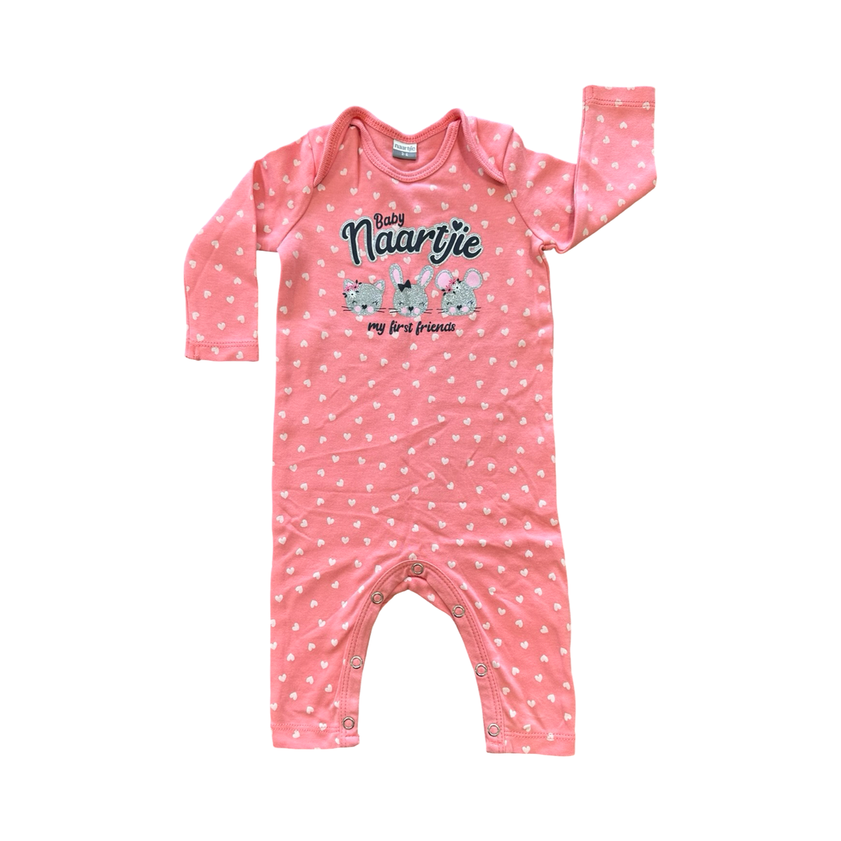 3-6M Coral Heart "My First Friends" Babygrow - Naartjie