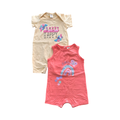 3-6M 2pc Yellow & Coral Romper Girl's Set - Tiny Tots