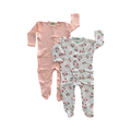 3-6M 2pc White & Pink Floral Long Babygrows - Ackermans