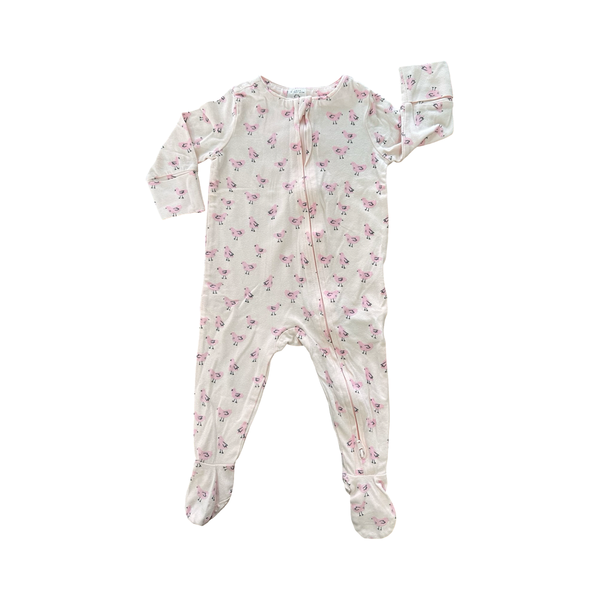 3-6M Pink Bird Side Zipper Babygrow - Cotton On