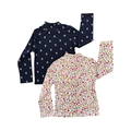 2-3Y 2pc Navy & White Floral Ribbed Polo Neck Tops - Future Hero
