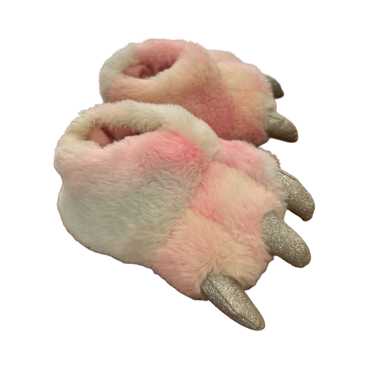 *NEW* Size 5 Pink & White Furry Monster Slippers - Woolworths