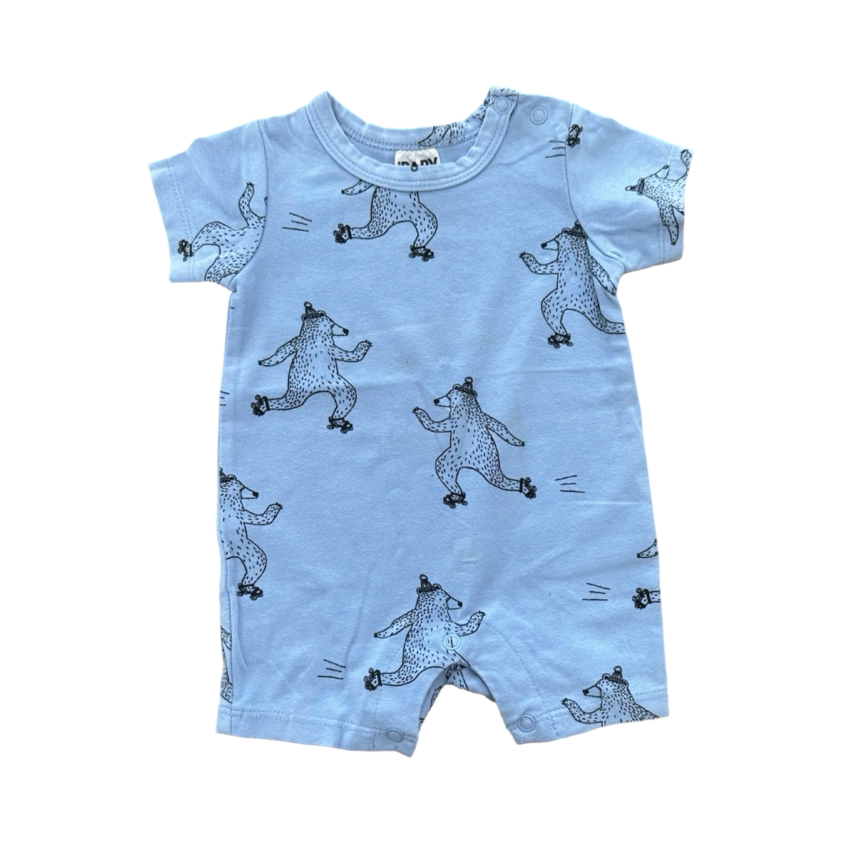 Newborn Blue Roller-Skating Bear Romper - Cotton On
