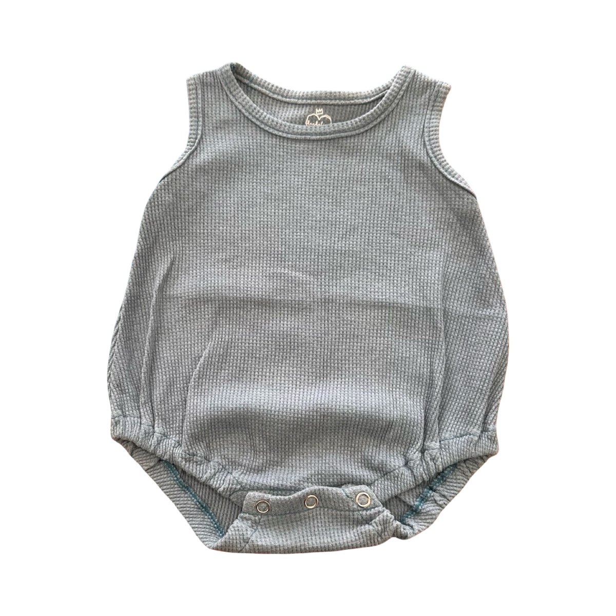 3-6M Blue Waffle Knit Baby Romper - Dandylion