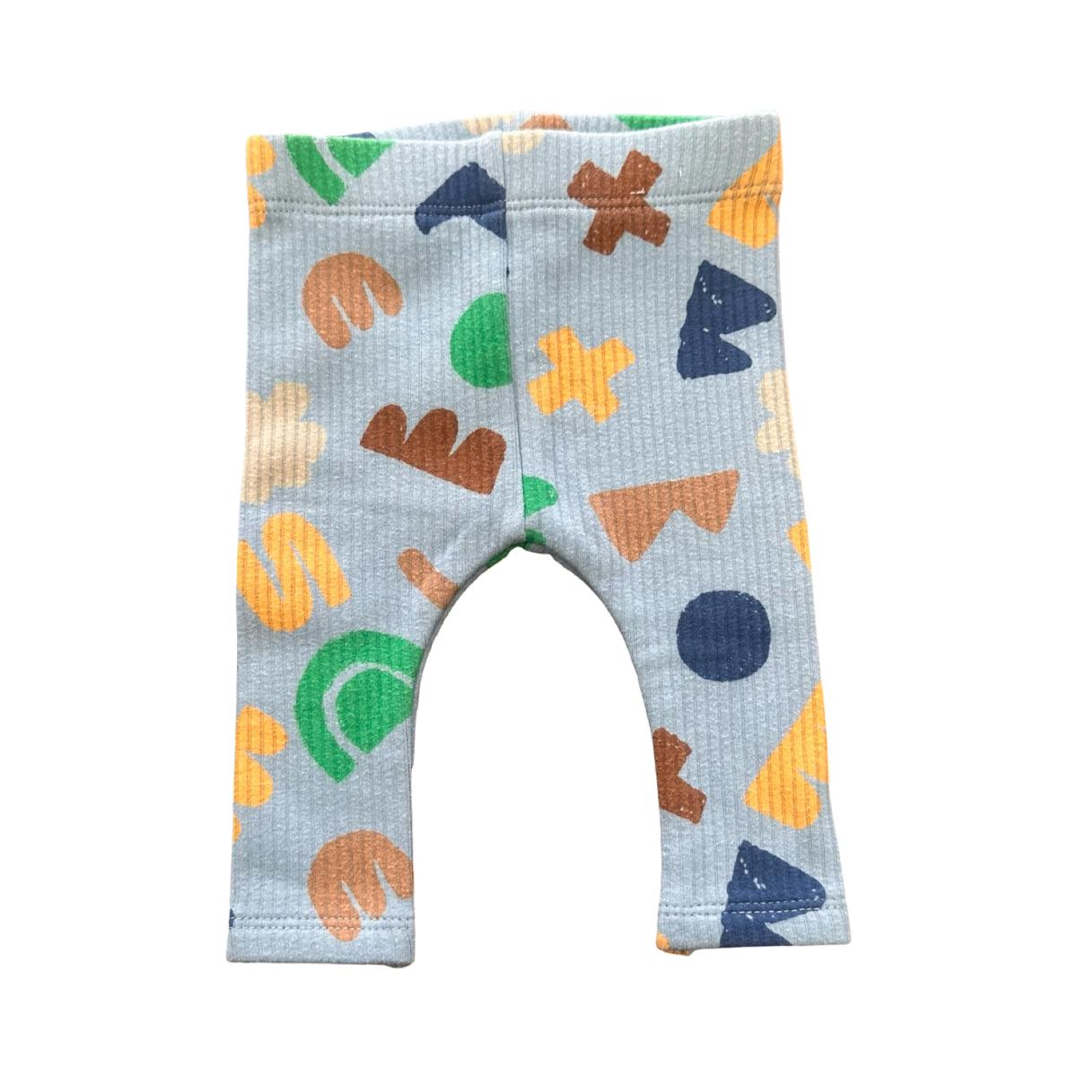 Newborn Blue Shapes Ribbed Leggings - Cotton On