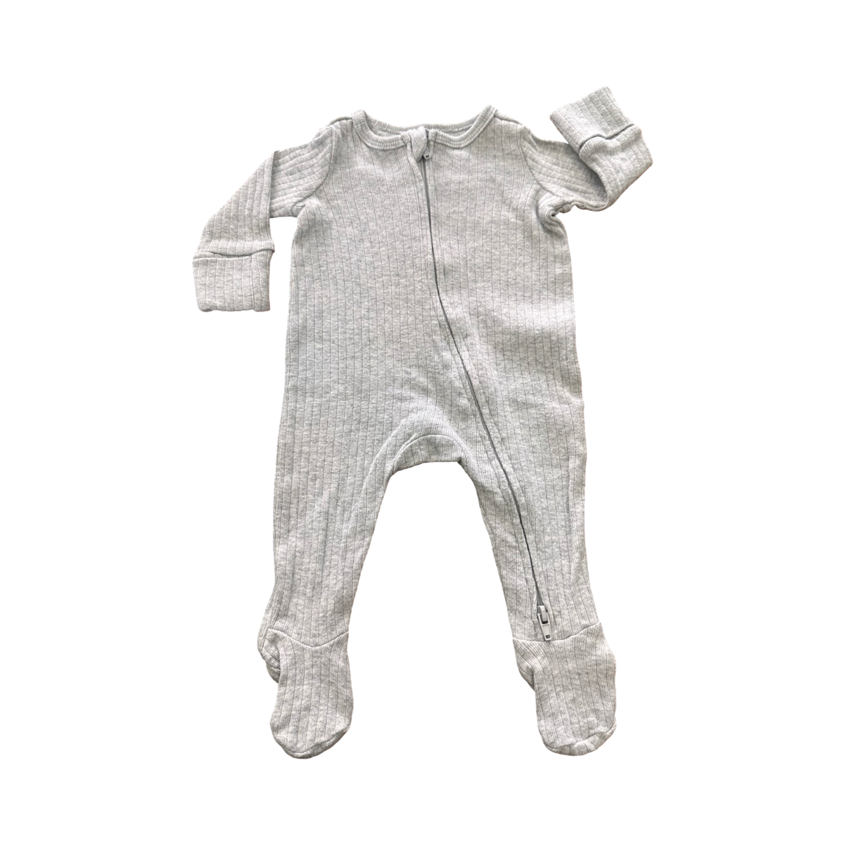 Newborn Grey Ribbed Zipper Babygrow - Cotton On