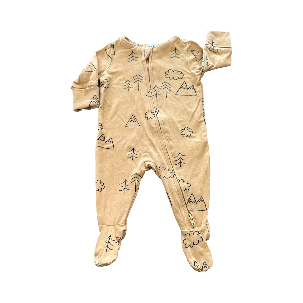 Newborn Yellow Forrest Long Zipper Babygrow - Cotton On