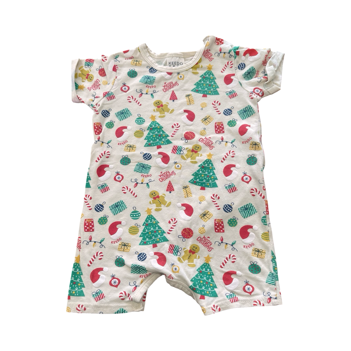 9-12M Beige Christmas Romper - Keedo