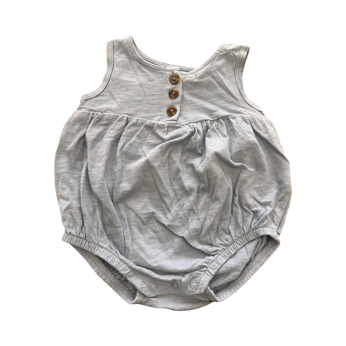 3-6M Blue Cute Romper with 3 Buttons - Cotton On