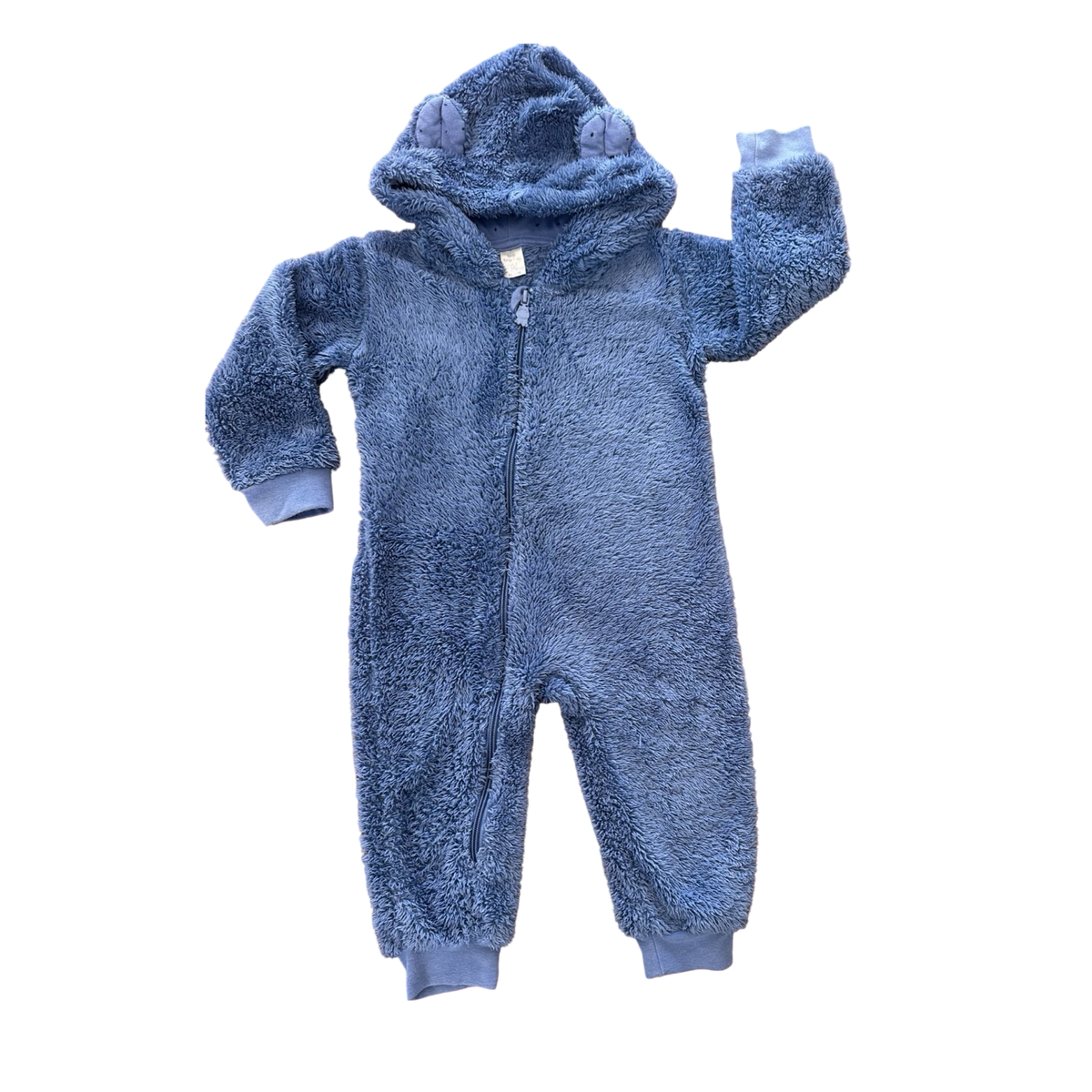 18-24M Blue Bear Fleece Zipper Onesie - Tiny Tots