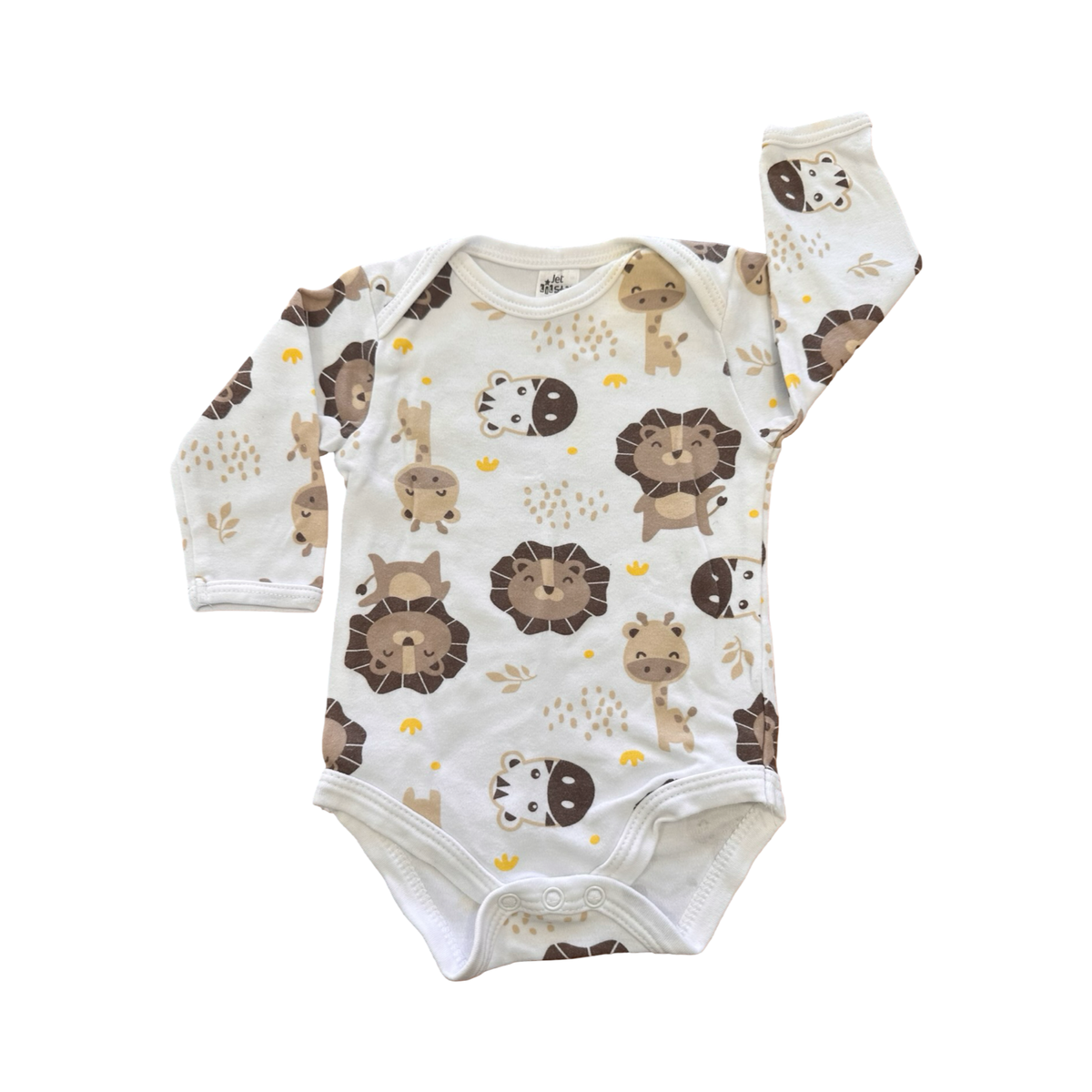 0-3M White & Grown Wild Animal Bodysuit - Jet