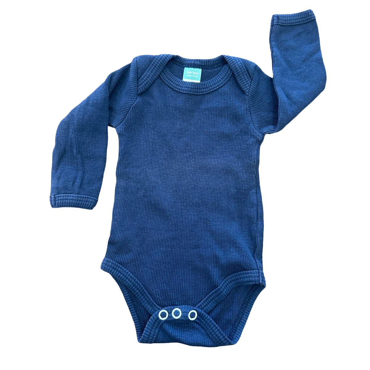 Newborn Blue Ribbed Long Sleeve Bodysuit - Ackermans