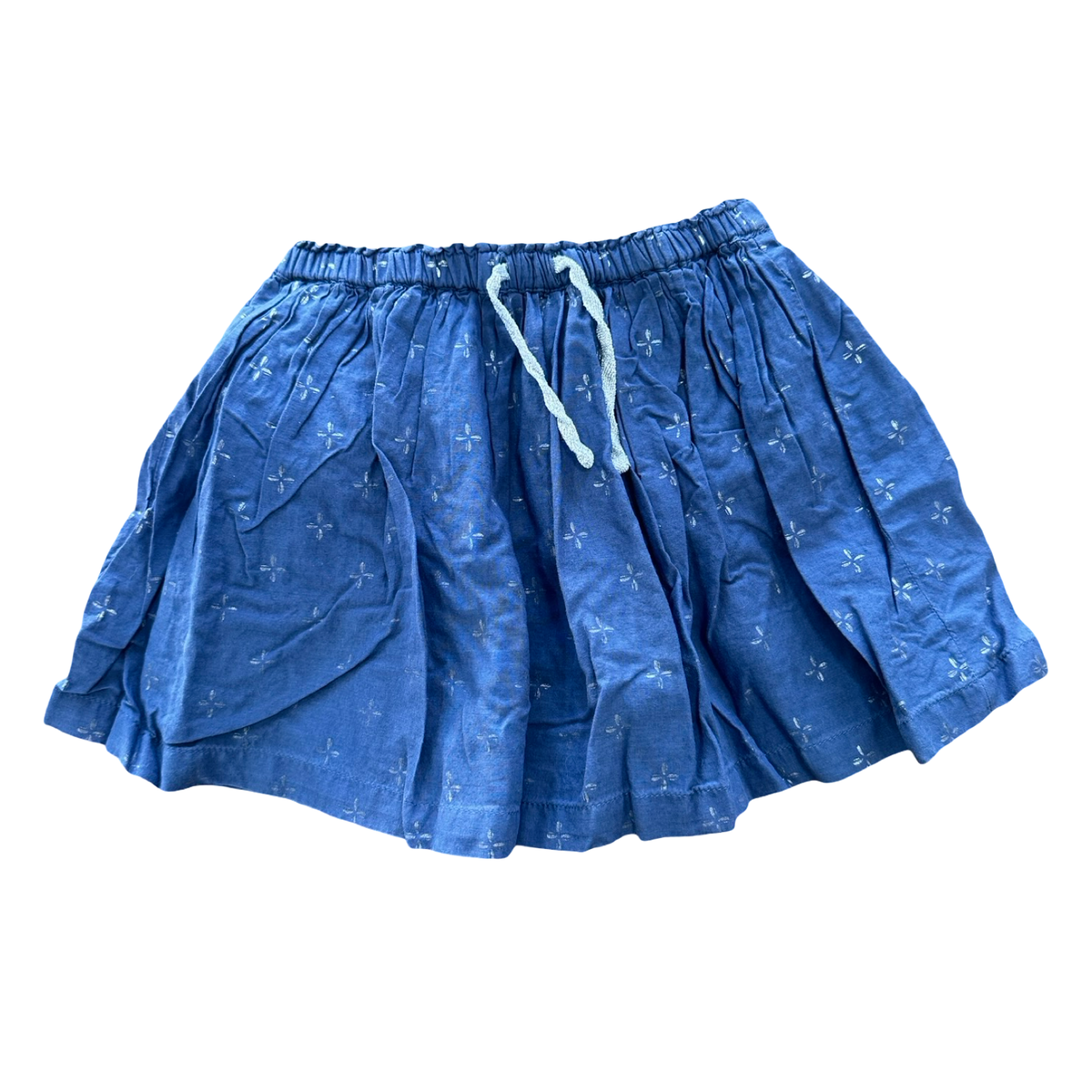 6-12M Blue Cotton Dress with Elasticated Waist and Silver Floral Detail - Woolworths