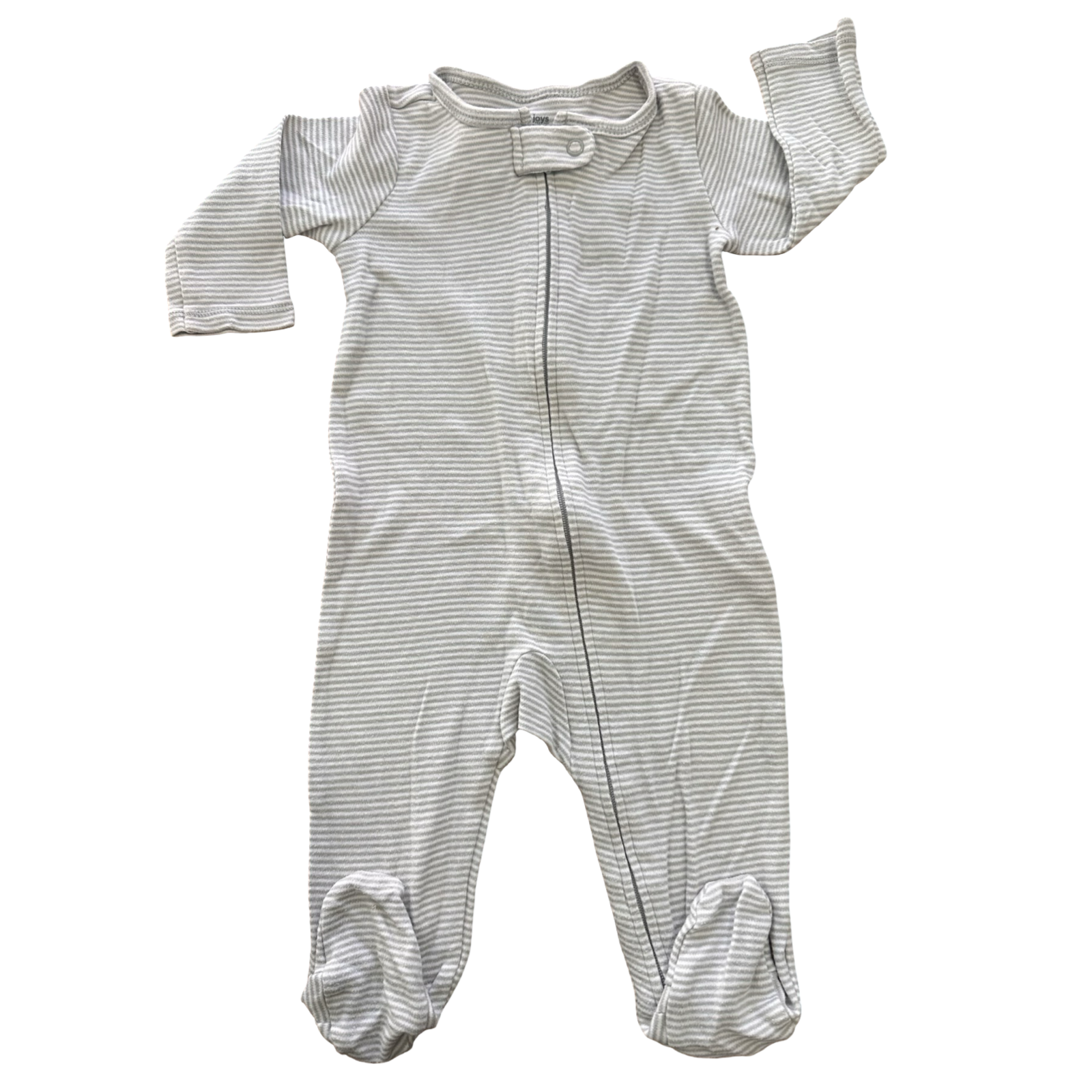 3-6M Grey & White Stripe Zippe Babygrow - Carter's