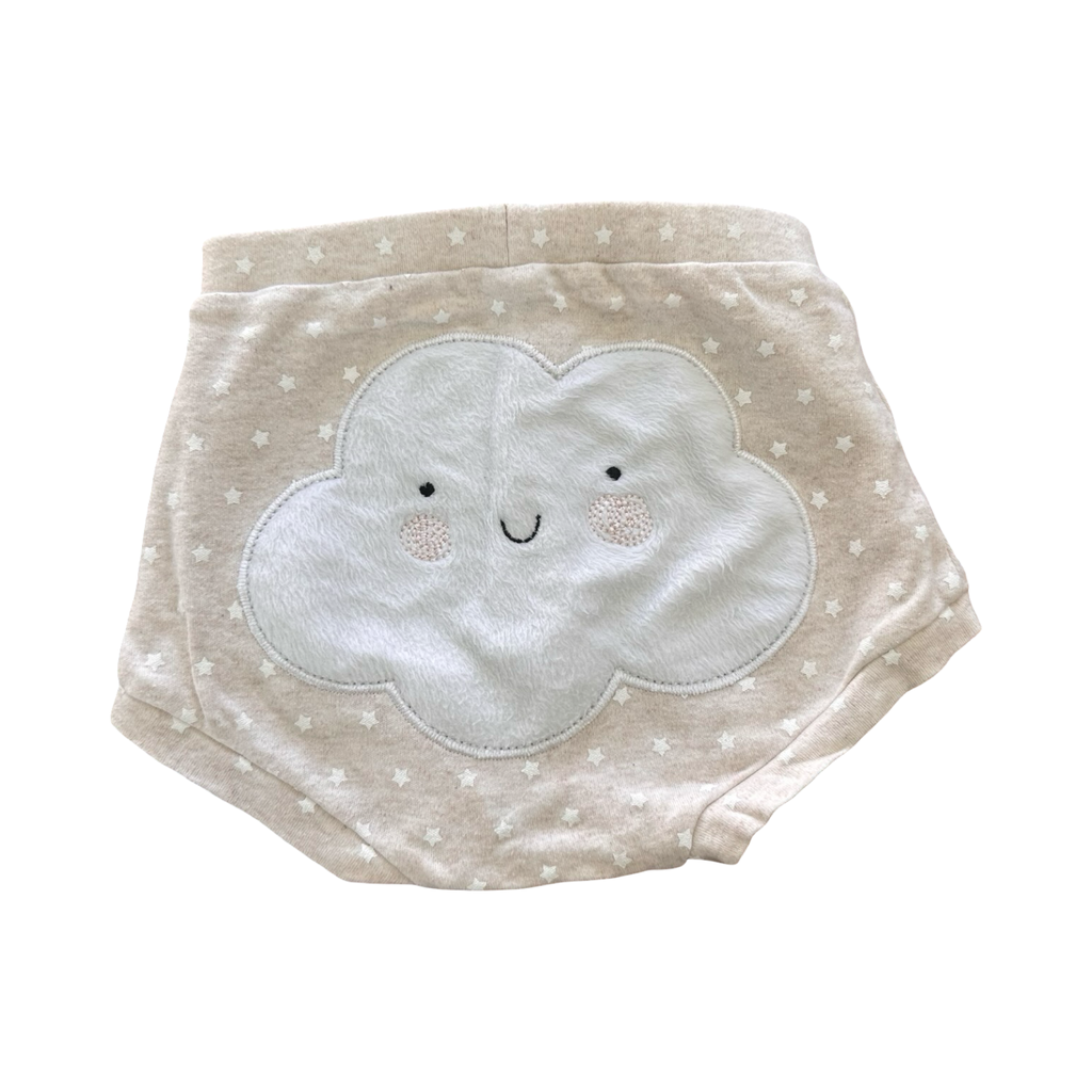 6-12M Beige Melange Star & Cloud Bloomer - Woolworths