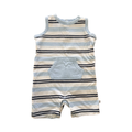 3-6M White & Blue Romper with Front Pocket - Woolworths