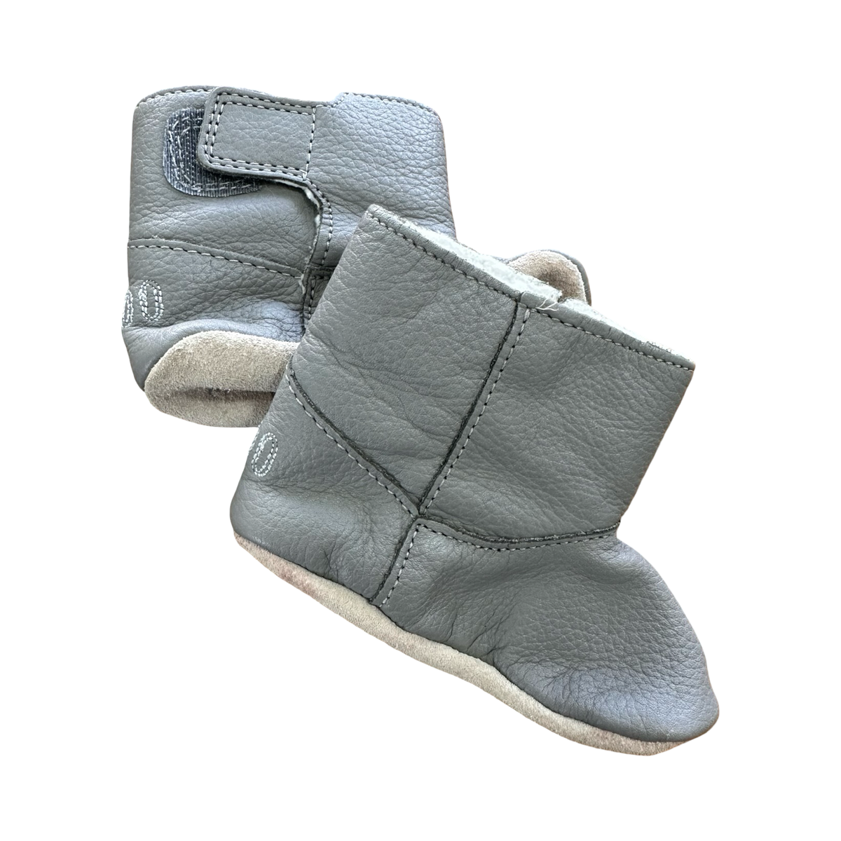 3-6M Grey Leather Like Boots - Keedo