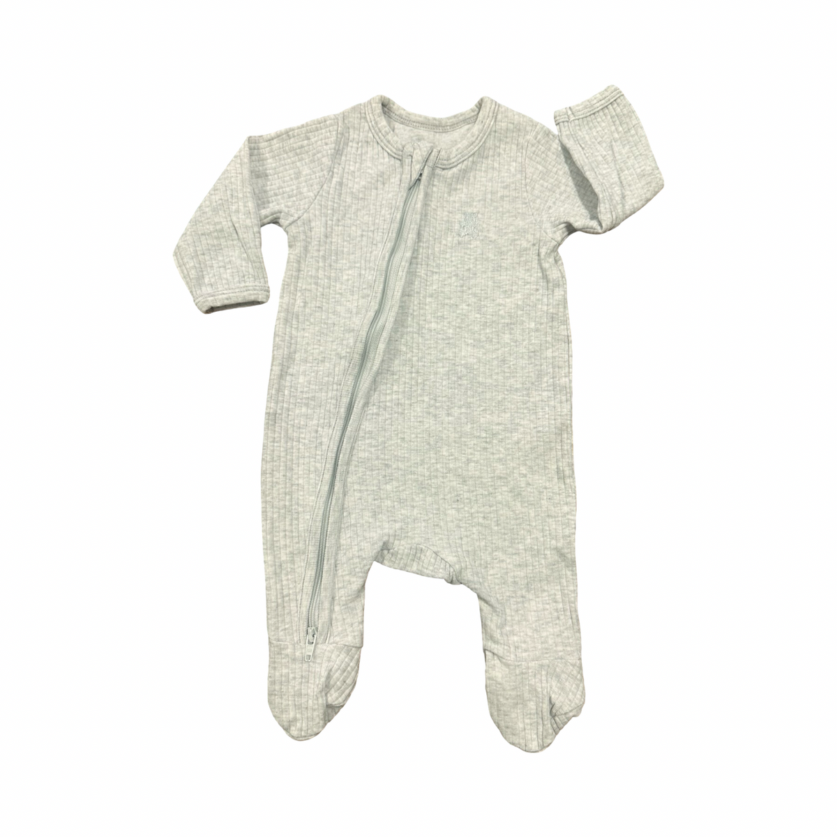 Newborn Grey Ribbed Side Zipper Babygrow - Woolworths