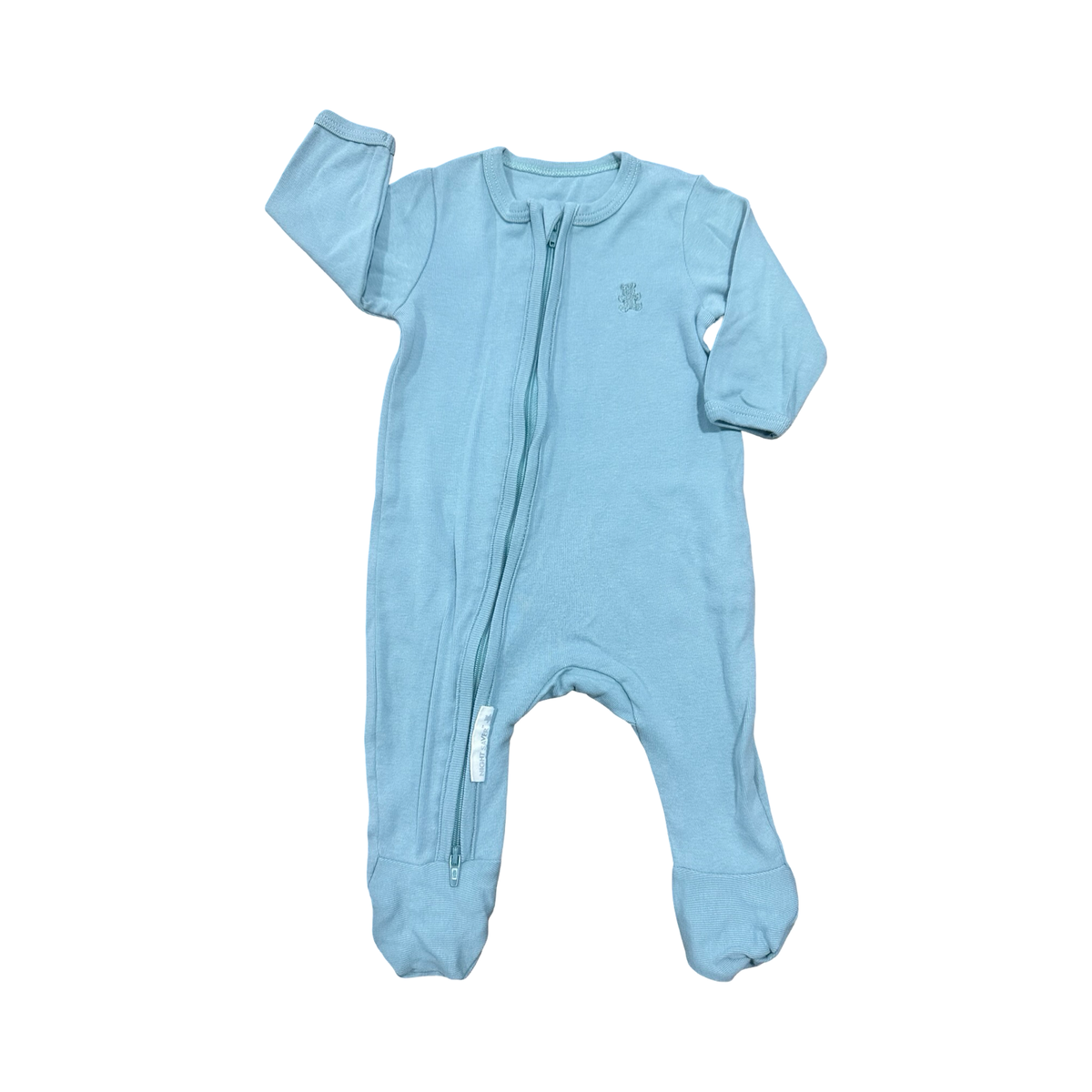 1-3M Green Cotton Side Zipper Babygrow - Woolworths