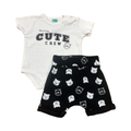 0-3M 2pc Cute Crew Black & White Bear Set - Ackermans