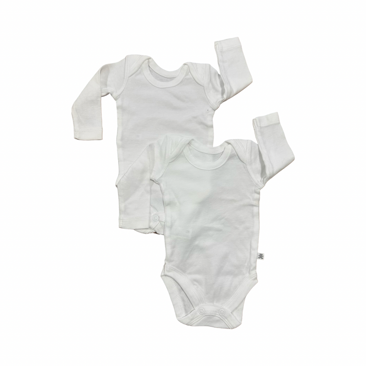Newborn 2pc White Pure Cotton Long Sleeve Bodyvests - Woolworths