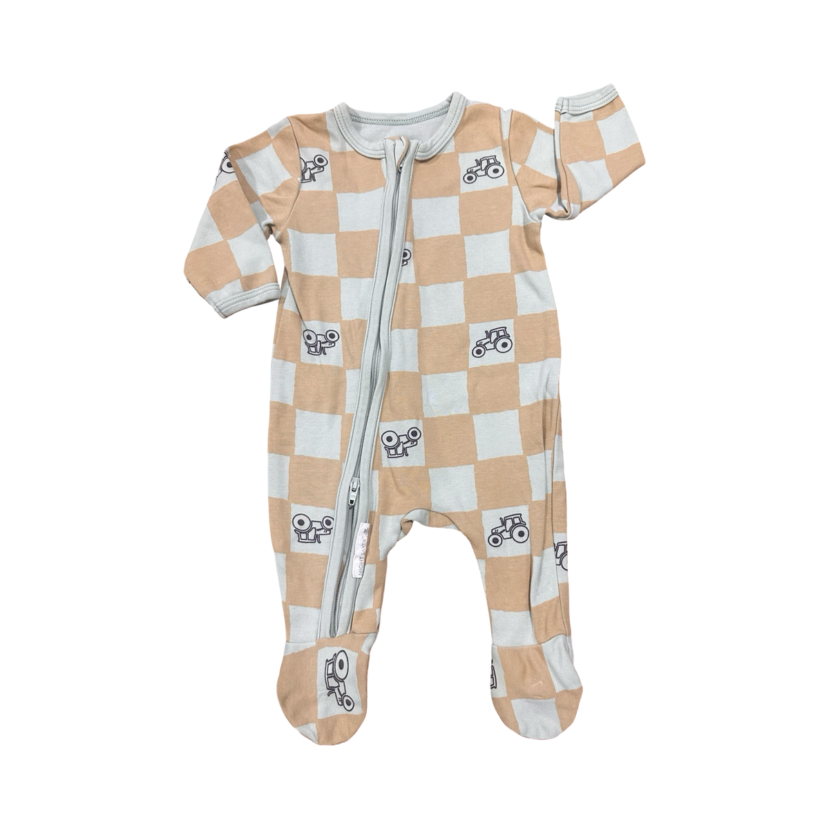1-3M Yellow & Light Green Tractor Side Zipper Babygrow - Woolworths