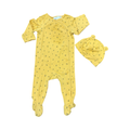 2-4M Yellow Bee Side Snapper Babygrow with Beanie - H & M