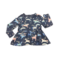 4-5Y Blue Unicorn Top with Frill Waist - George